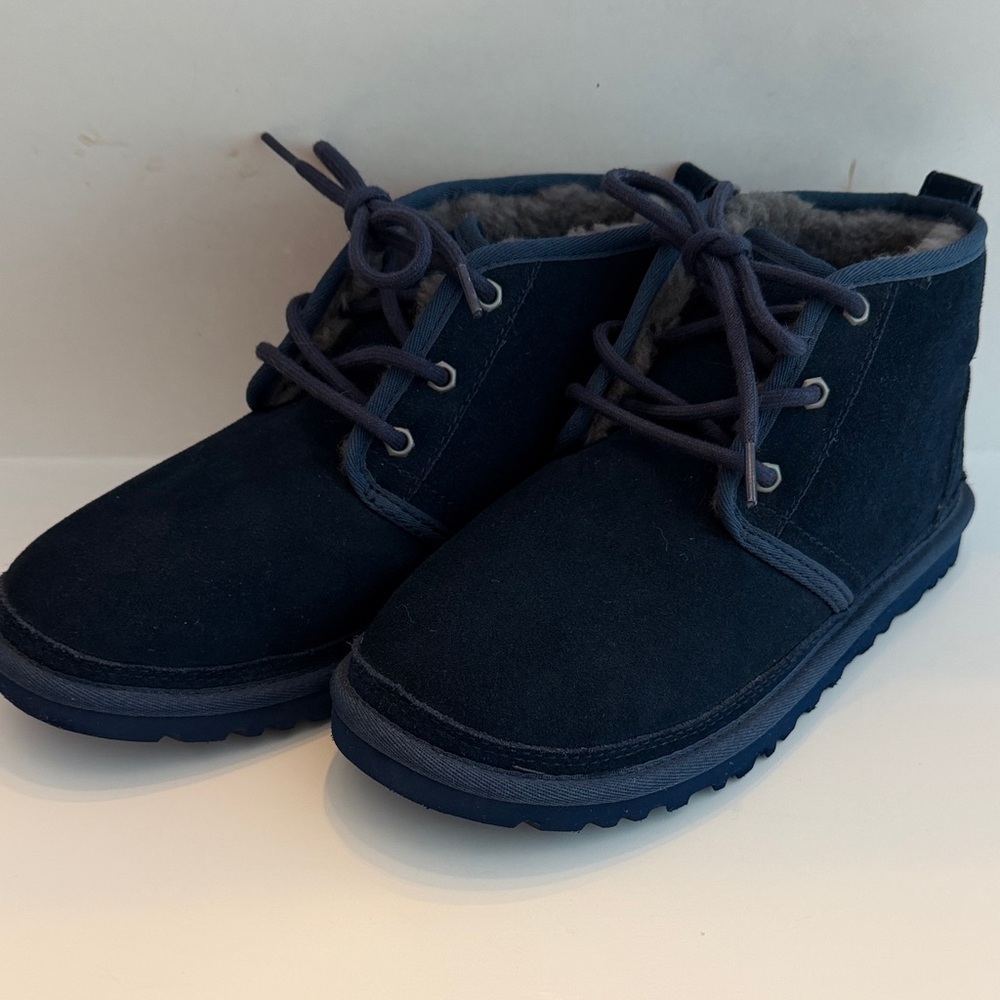 UGG Plush Navy Blue suede booties NWOT
